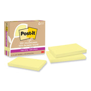 Post-it Recycled Super Sticky Notes, 3" x 5", Canary Yellow, 70 Sheets per Pad, 12 Pads per Pack, Rectangle, Adhesive, 100% Recycled Paper
