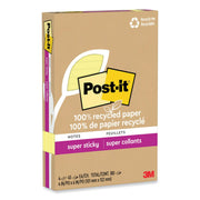 Post-it Super Sticky Adhesive Notes, 4" x 6", Rectangle, Canary Yellow, 45 Sheets per Pad, 4 Pads per Pack, Repositionable, Recycled