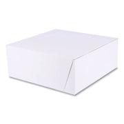 White One-Piece Non-Window Bakery Boxes, Standard, 10 x 10 x 4, White, Paper, 100/Bundle