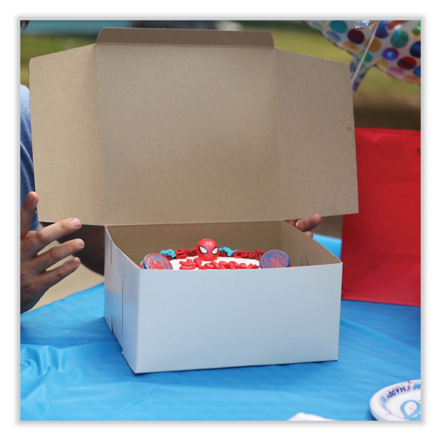 White One-Piece Non-Window Bakery Boxes, Standard, 10 x 10 x 4, White, Paper, 100/Bundle