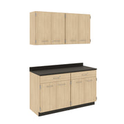 Base Cabinets; Two Units With Drawer Over Double Door With Shelf, With Locks, Battle Creek Oak, 36"H x 60"W x 24"D