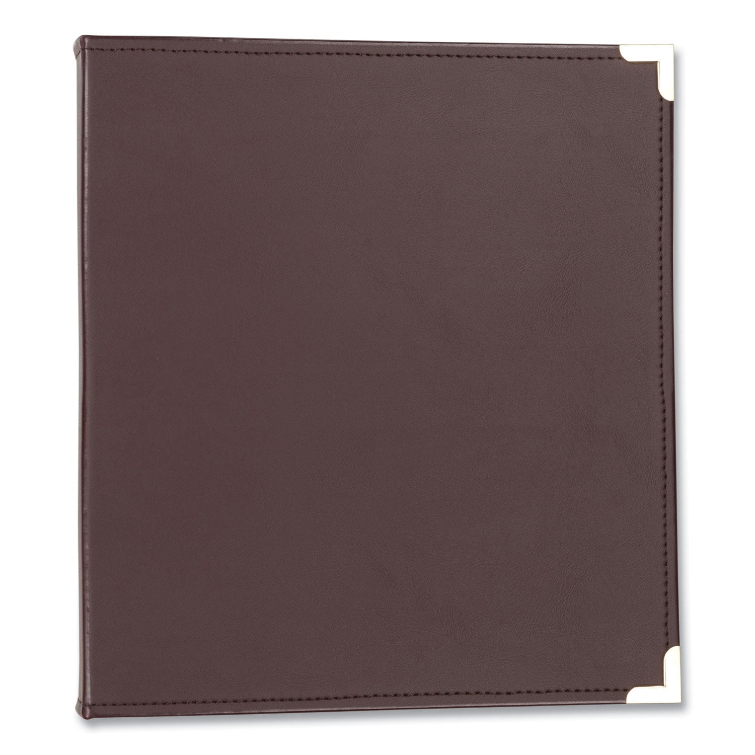 1" Binder Capacity - Letter - 8 1/2" x 11" Sheet Size - Fastener(s): Round Ring - Pocket(s): 2, Internal - Faux Leather, Brass, Metal - Burgundy - Flexible, Durable, Concealed Rivet - 1 Each