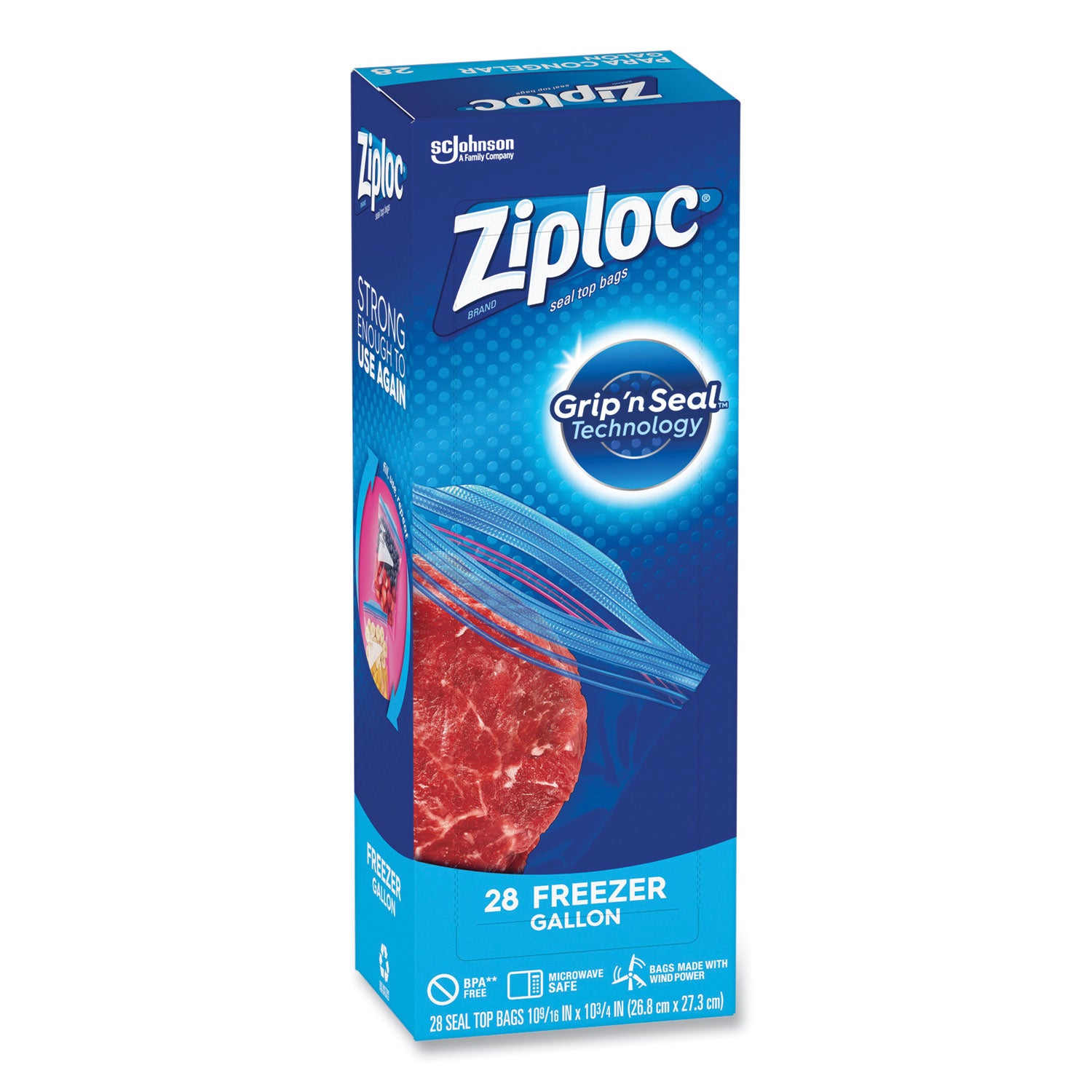 Zipper Freezer Bags, 1 gal, 9.6" x 12.1", Clear, 28 Bags/Box, 9 Boxes/Carton