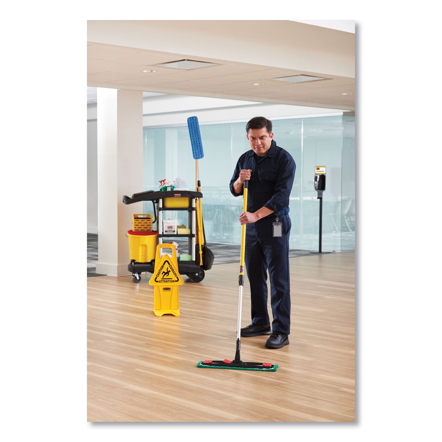 Rubbermaid Commercial Adaptable Flat Mop Microfiber Pad - 19.5" Length x 5.5" Depth - MicroFiber - Blue - 1 Each