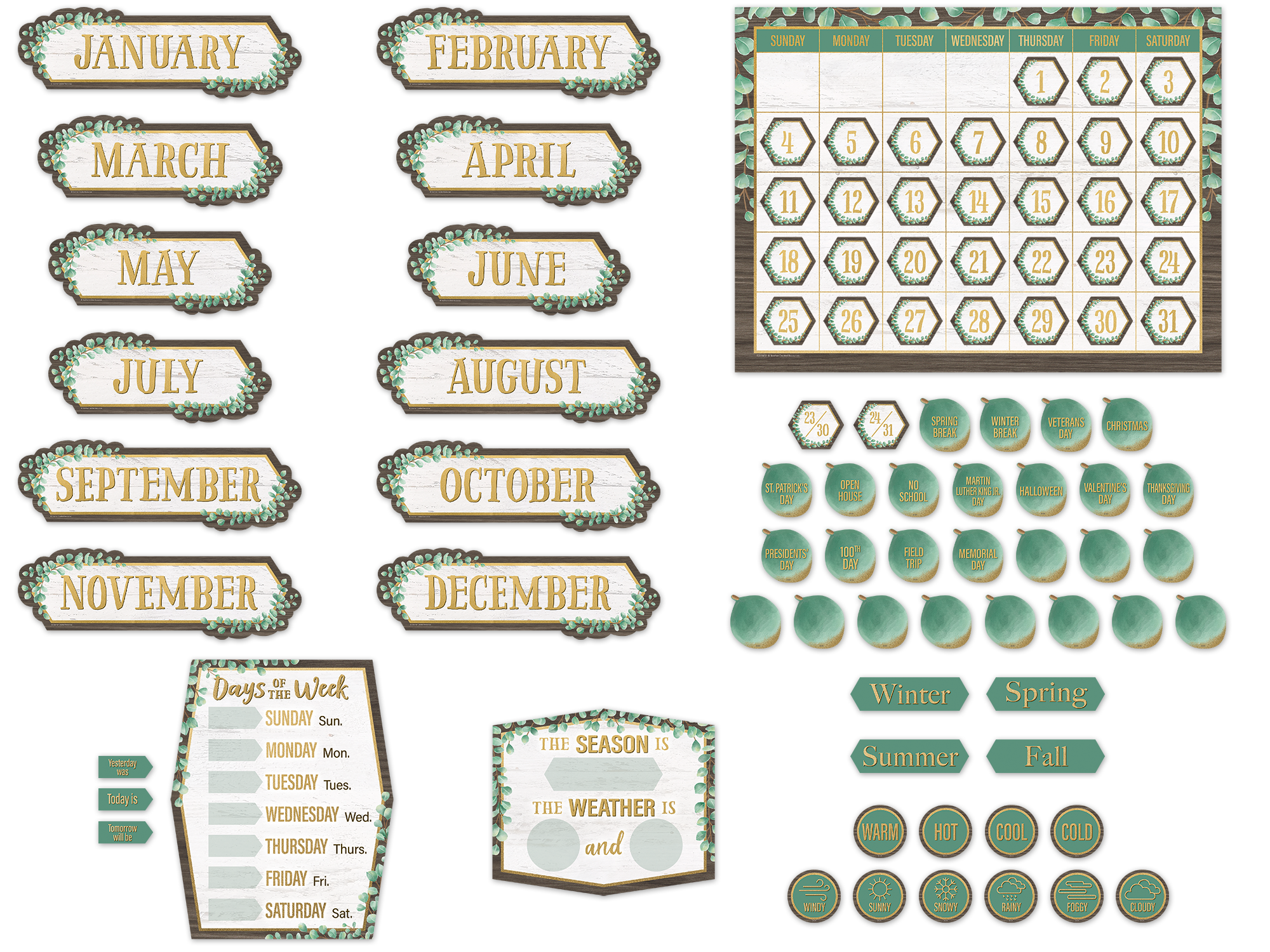 Eucalyptus Calendar Bulletin Board