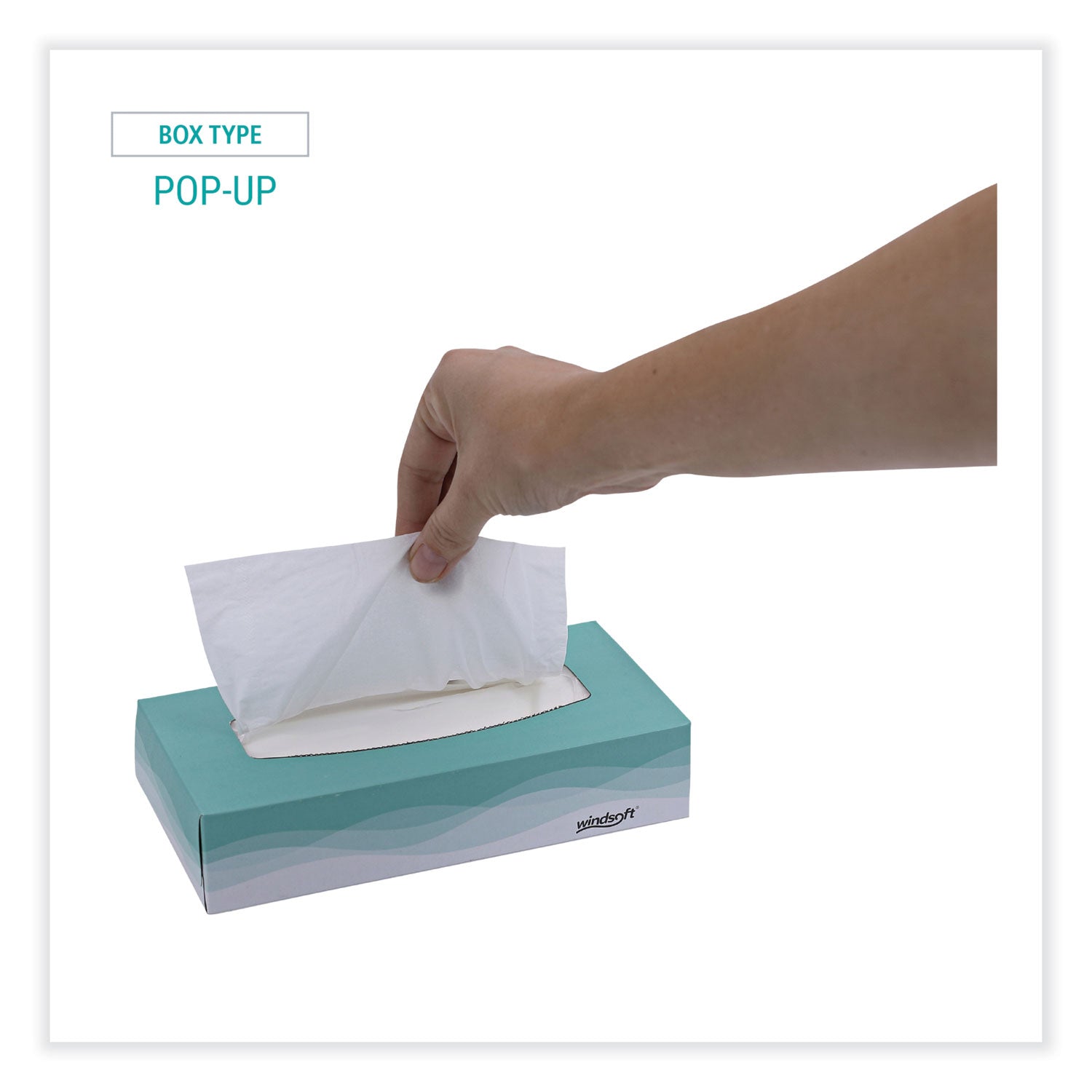 Facial Tissue, 2 Ply, White, Flat Pop-Up Box, 100 Sheets/box, 30 Boxes/carton