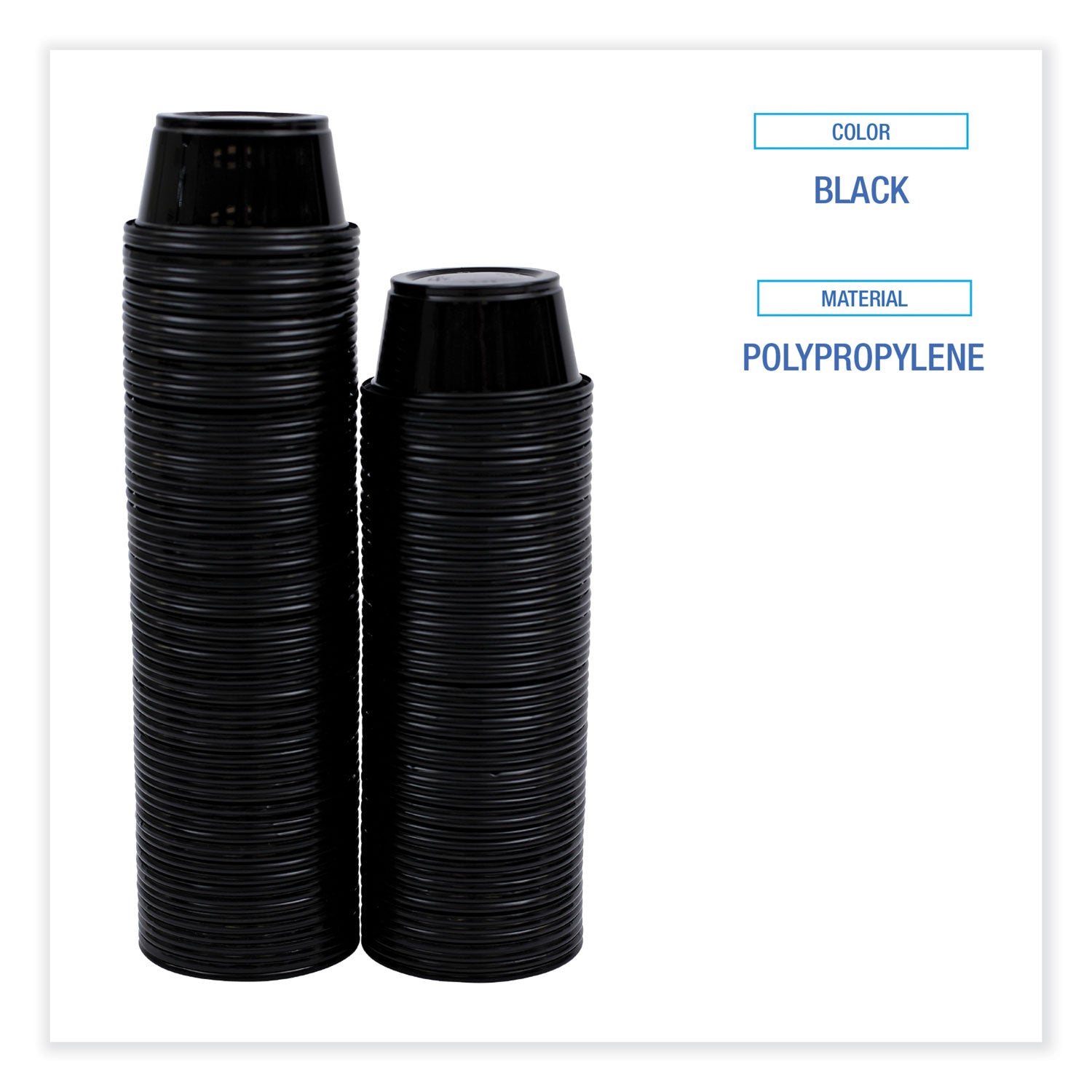 Souffle/Portion Cups, 2 oz, Plastic, Black, 125/Sleeve, 20 Sleeves/Carton