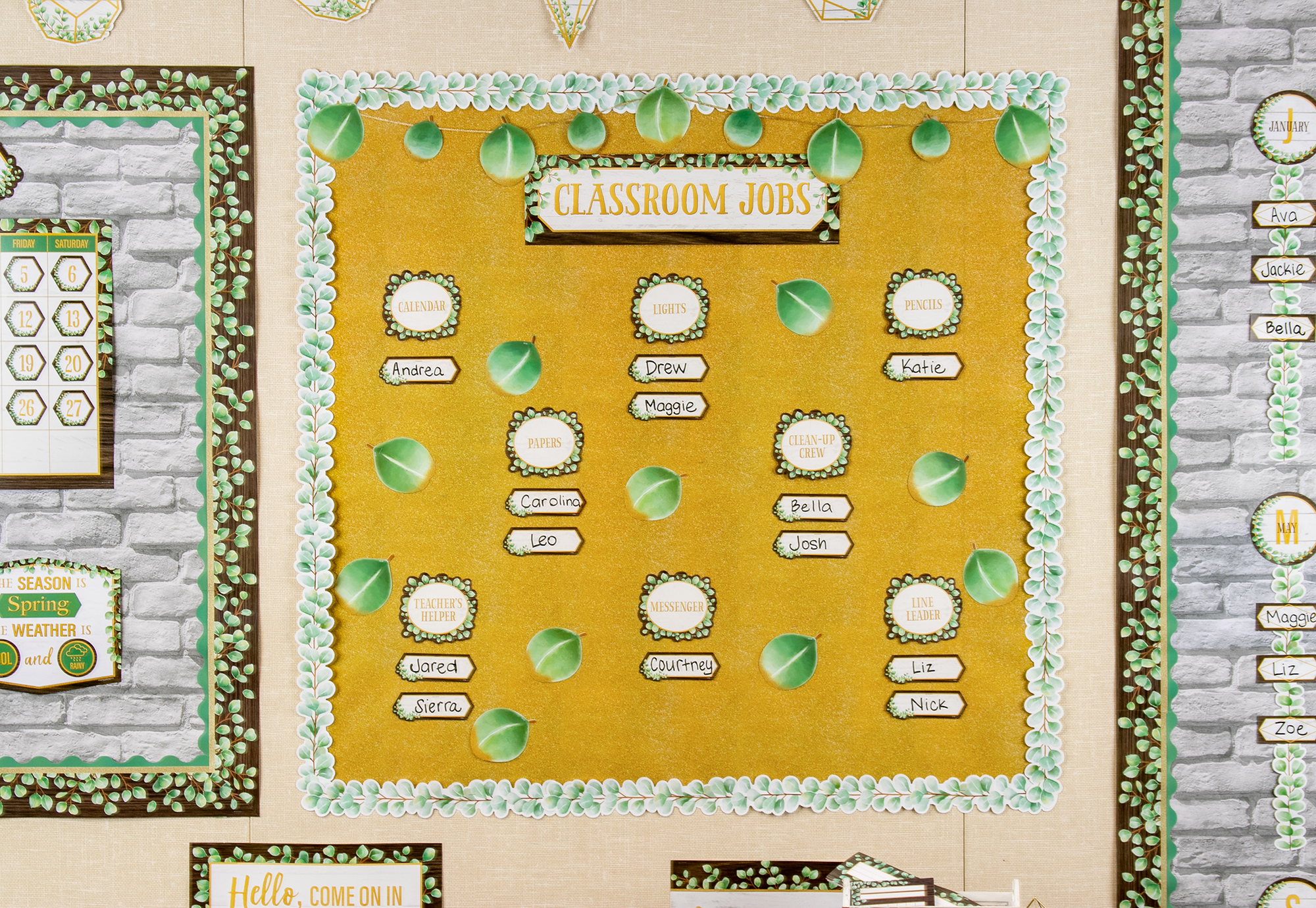 Eucalyptus Classroom Jobs Mini Bulletin Board