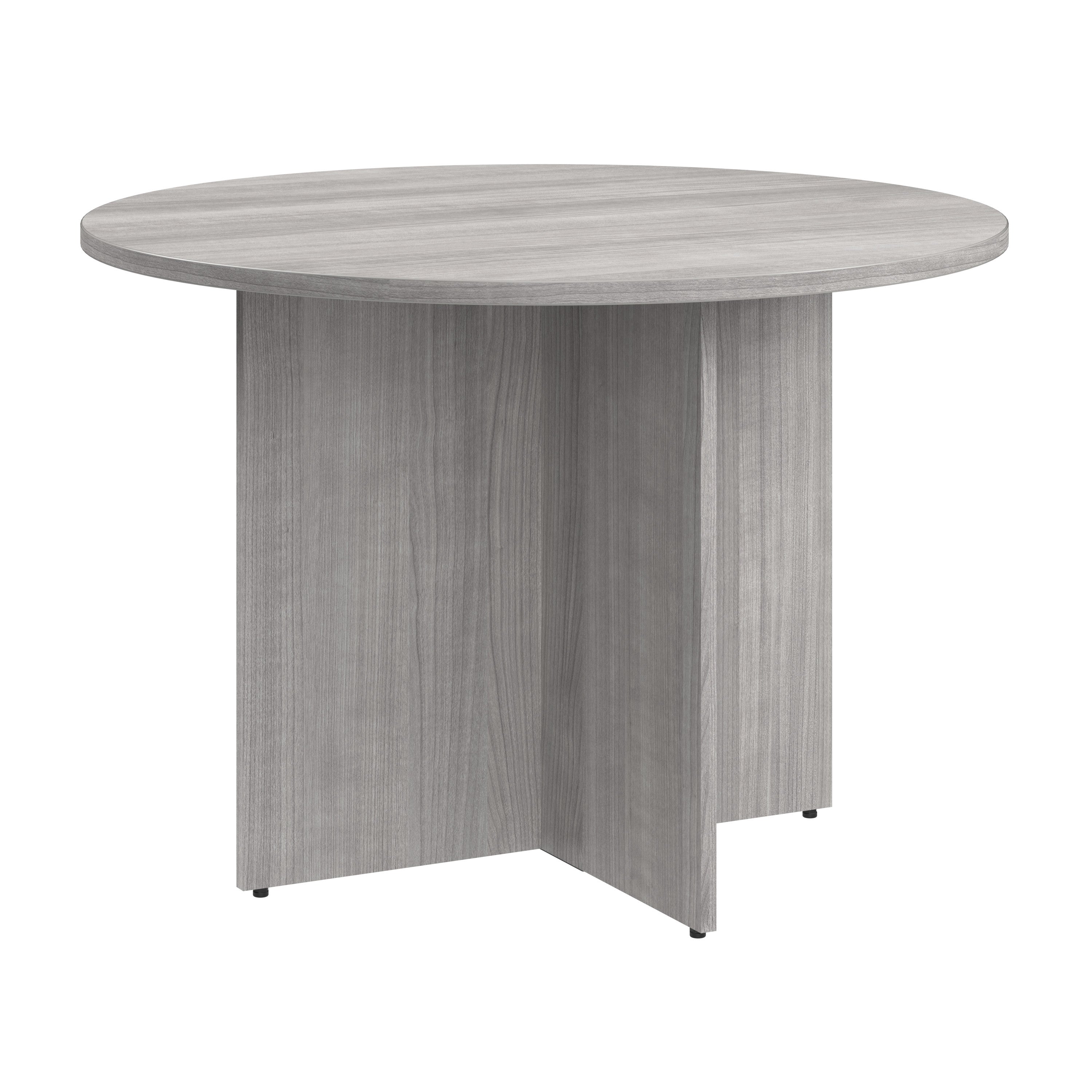 Bush Business Furniture 42-inch Round Conference Table with Wood Base in Platinum Gray - 41.38" Width x 41.38" Depth x 28.65" Height