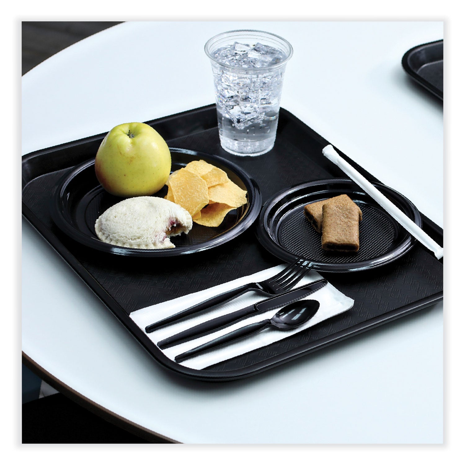 Hi-Impact Plastic Dinnerware, Plate, 9" Dia, Black, 500/carton