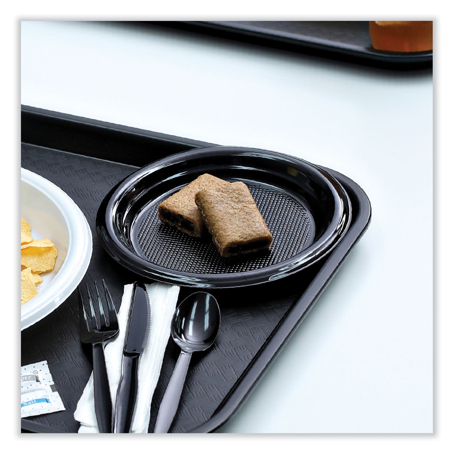 Hi-Impact Plastic Dinnerware, Plate, 6" Dia, Black, 1,000/carton