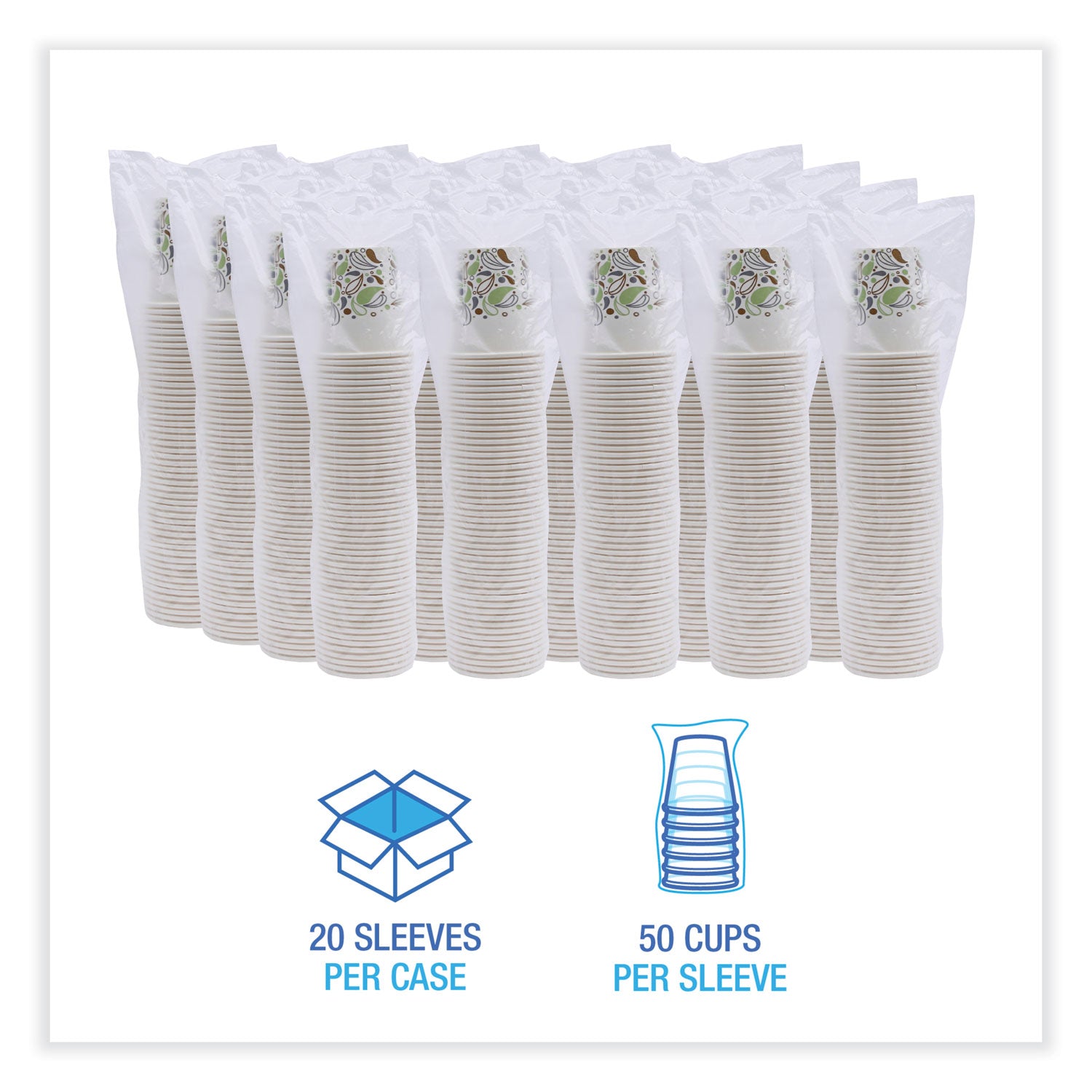 Deerfield Printed Paper Cold Cups, 12 oz, 50/Sleeve, 20 Sleeves/Carton