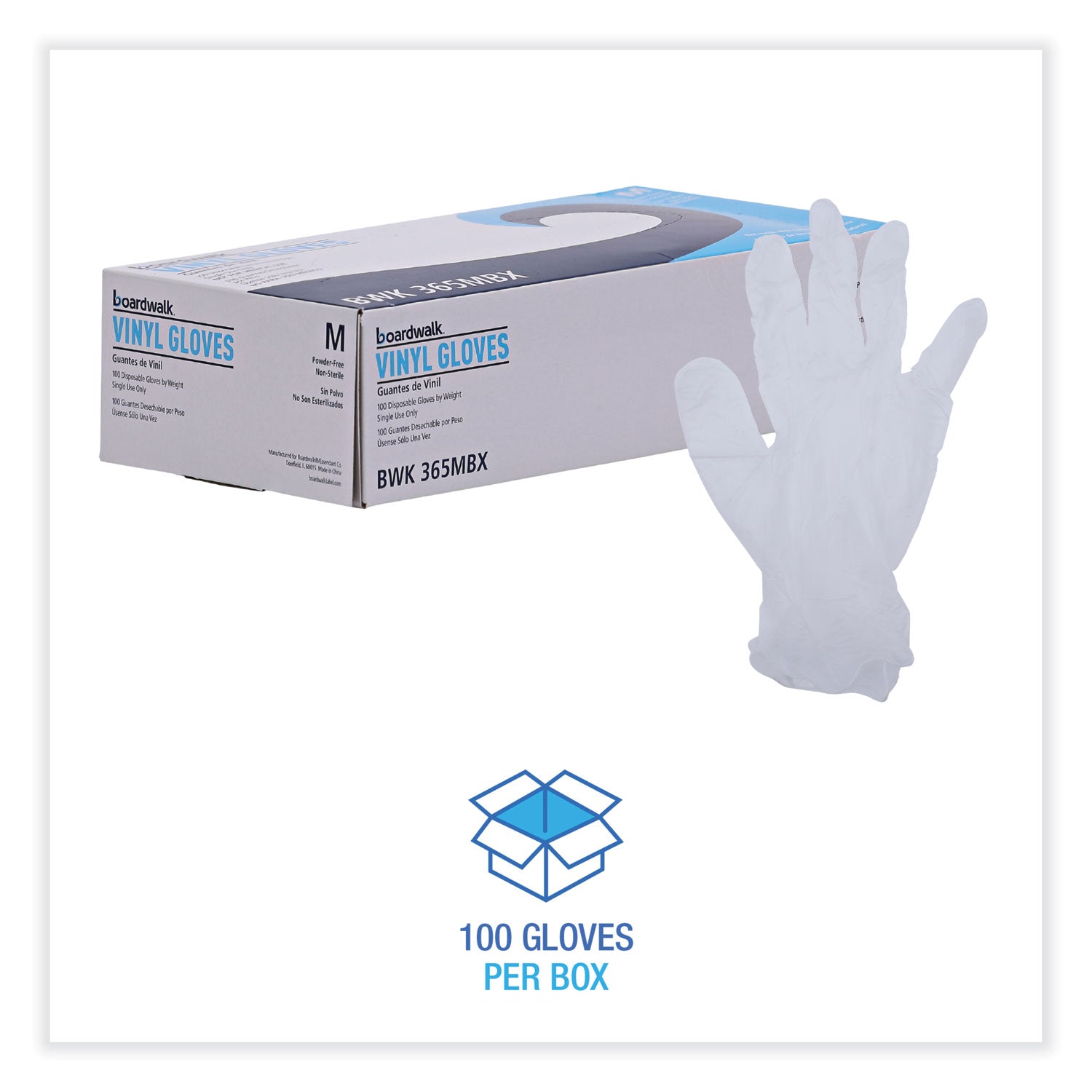 General Purpose Vinyl Gloves, Powder/Latex-Free, 2.6 mil, Medium, Clear, 100/Box