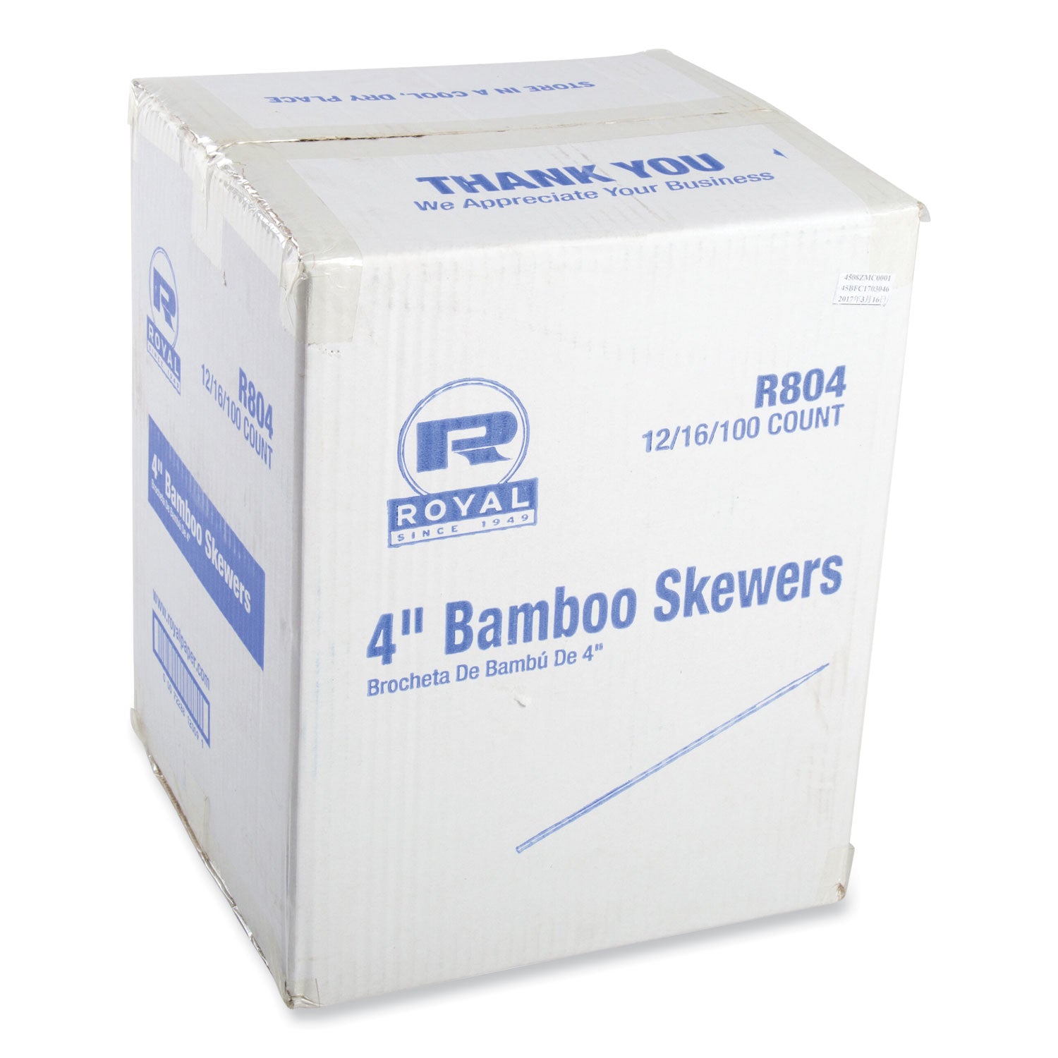 Bamboo Skewers, Paper, 4", Natural, 19,200/Carton