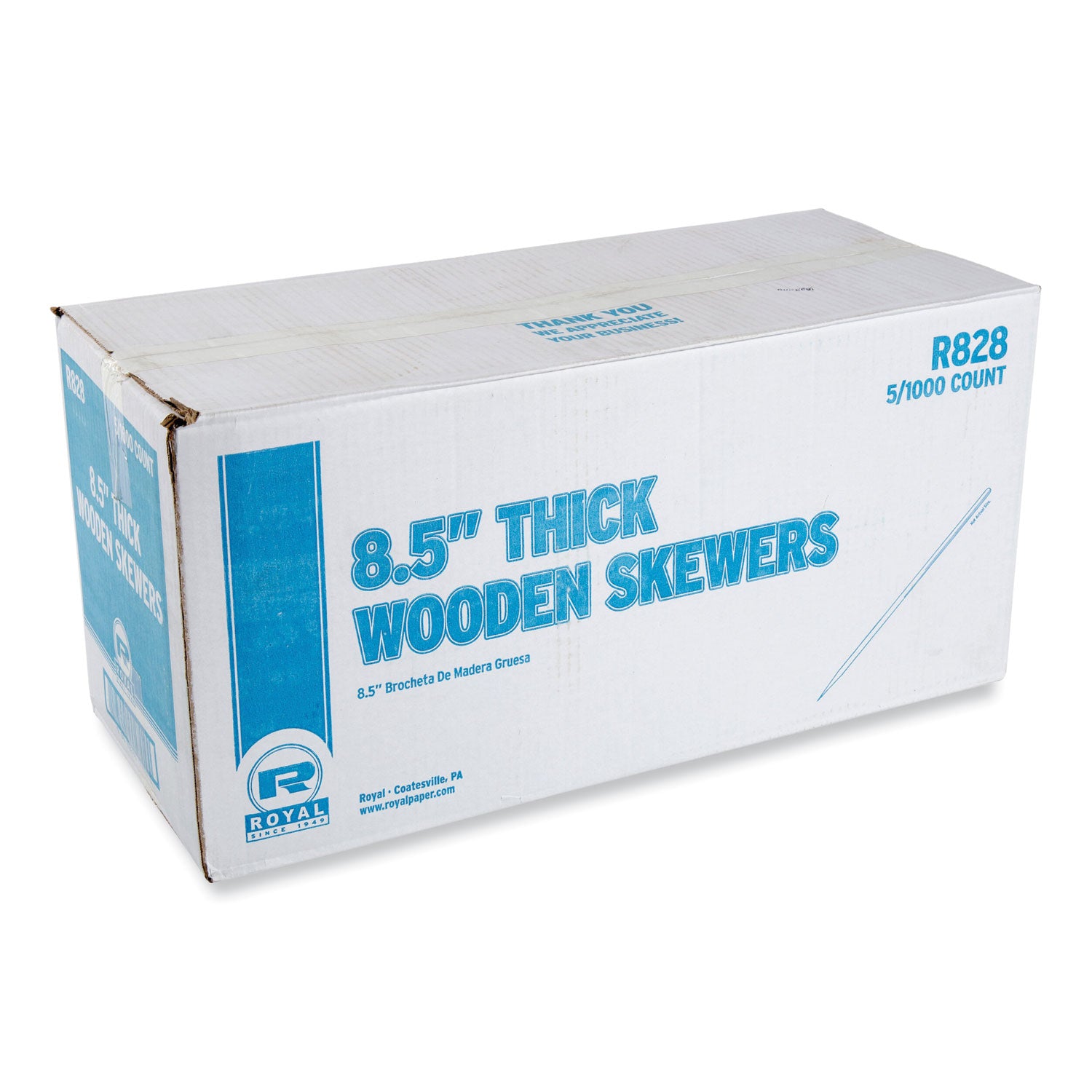Wooden Skewers, 8.5", Natural, 1,000/Box, 5 Boxes/Carton