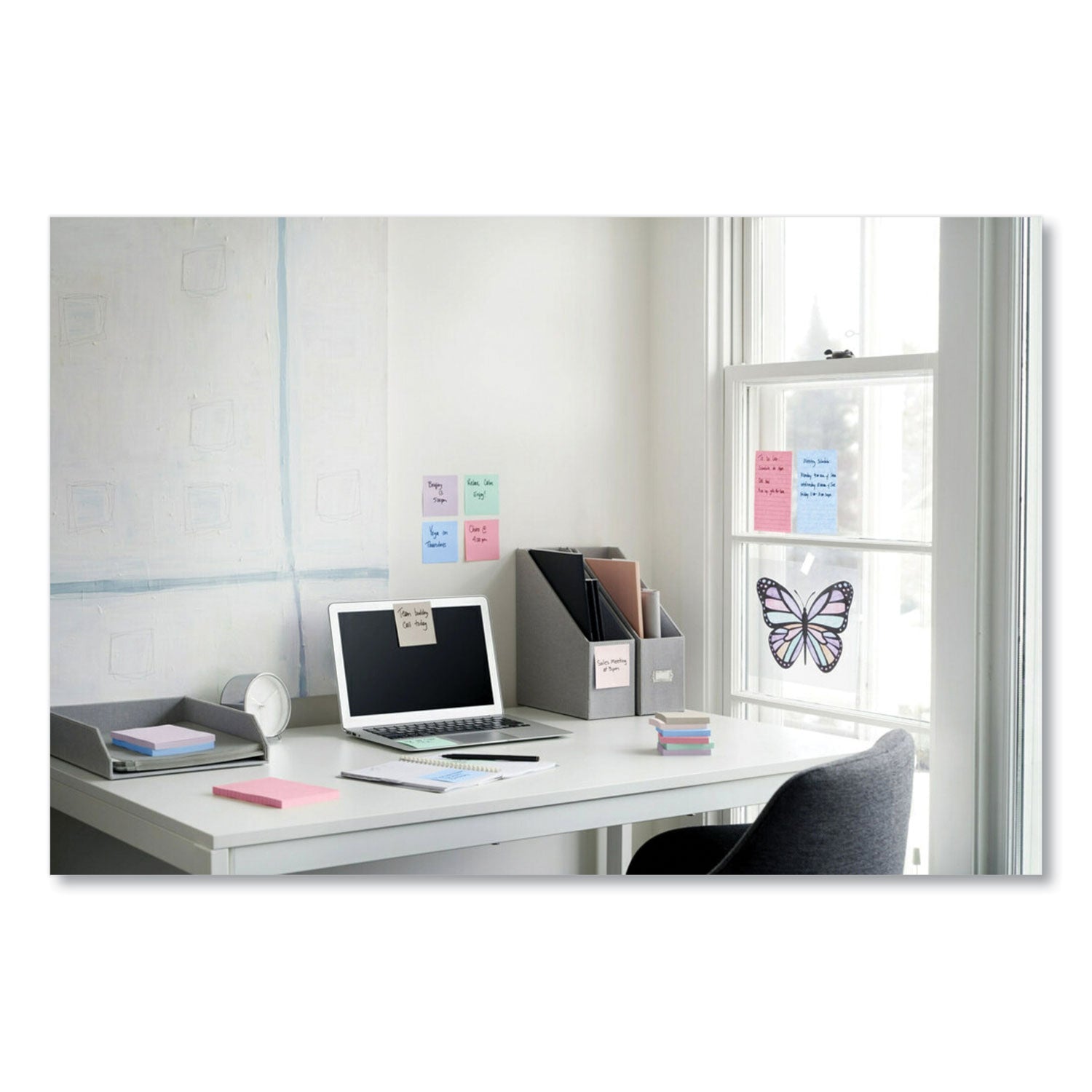 Post-it Recycled Super Sticky Notes, 3" x 3", Square, Wanderlust Pastels, 70 Sheets per Pad, 24 Pads per Pack