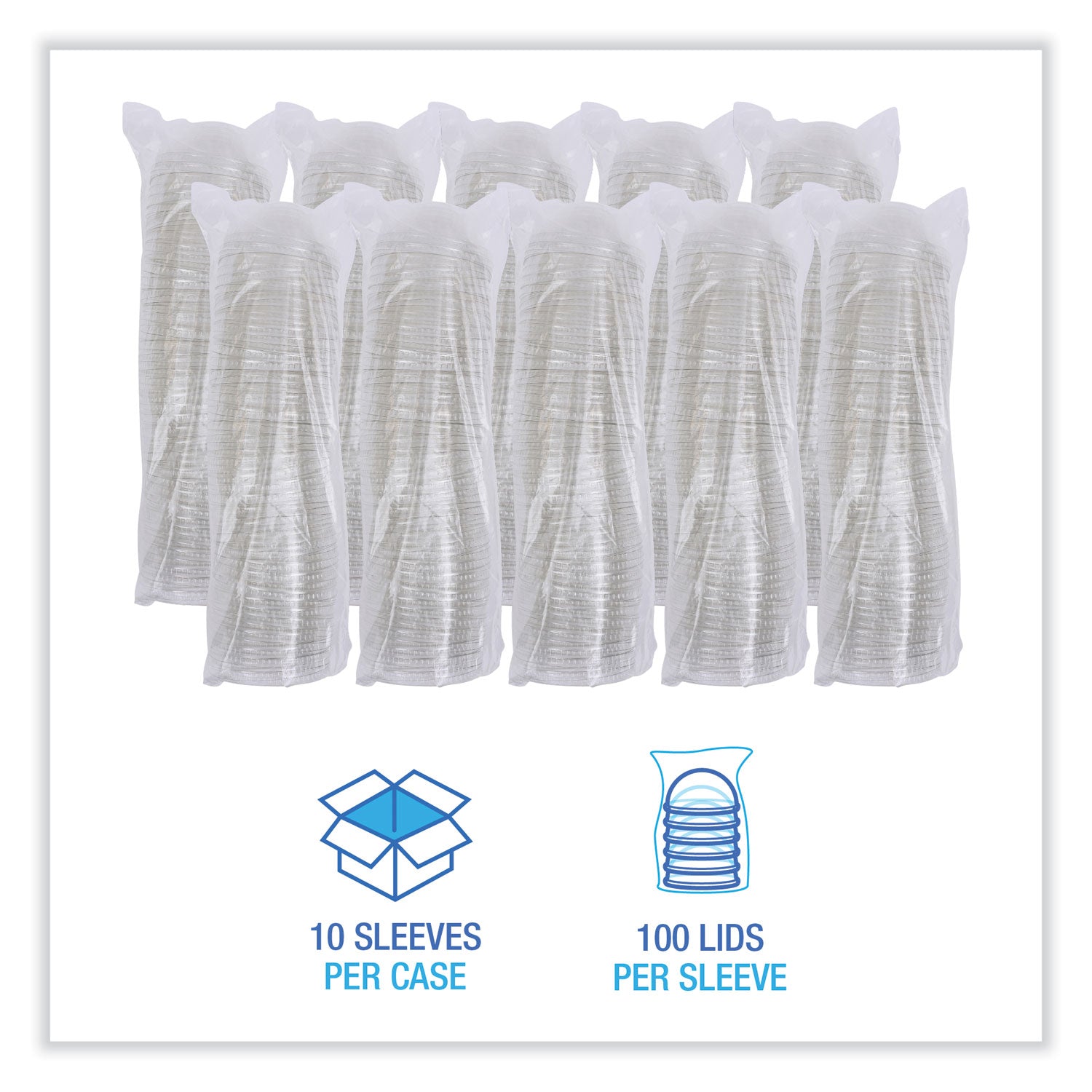 PET Cold Cup Dome Lids, Fits 14 oz to 24 oz Cold Cups, Plastic, Clear, 100/Sleeve, 10 Sleeves/Carton