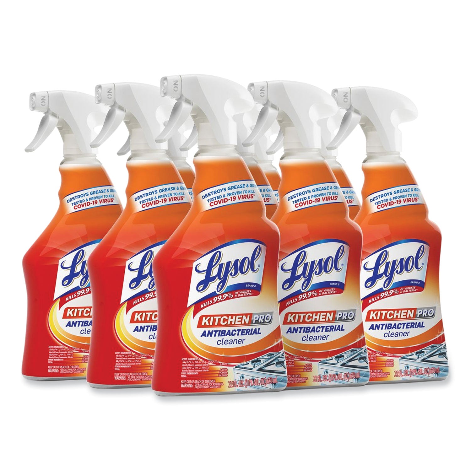 Lysol Kitchen Pro Antibacterial Cleaner - For Multi Surface - 22 fl oz (0.7 quart) - Fresh Citrus Scent - Recommended For: Stain Remover - Deodorize, Streak-free, Chemical-free, Disinfectant, Anti-bacterial, Residue-free - Clear - 1 Each