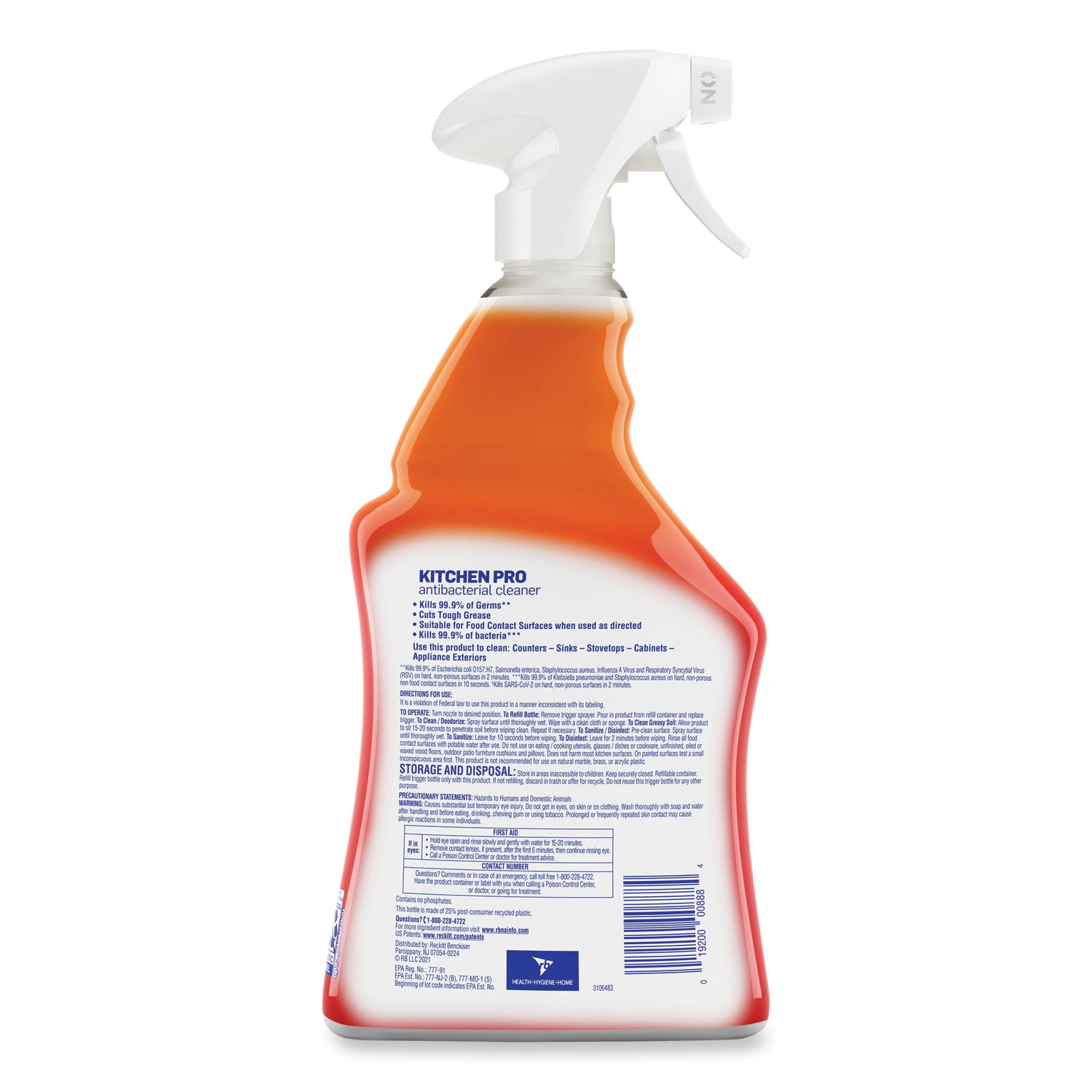 Lysol Kitchen Pro Antibacterial Cleaner - For Multi Surface - 22 fl oz (0.7 quart) - Fresh Citrus Scent - Recommended For: Stain Remover - Deodorize, Streak-free, Chemical-free, Disinfectant, Anti-bacterial, Residue-free - Clear - 1 Each
