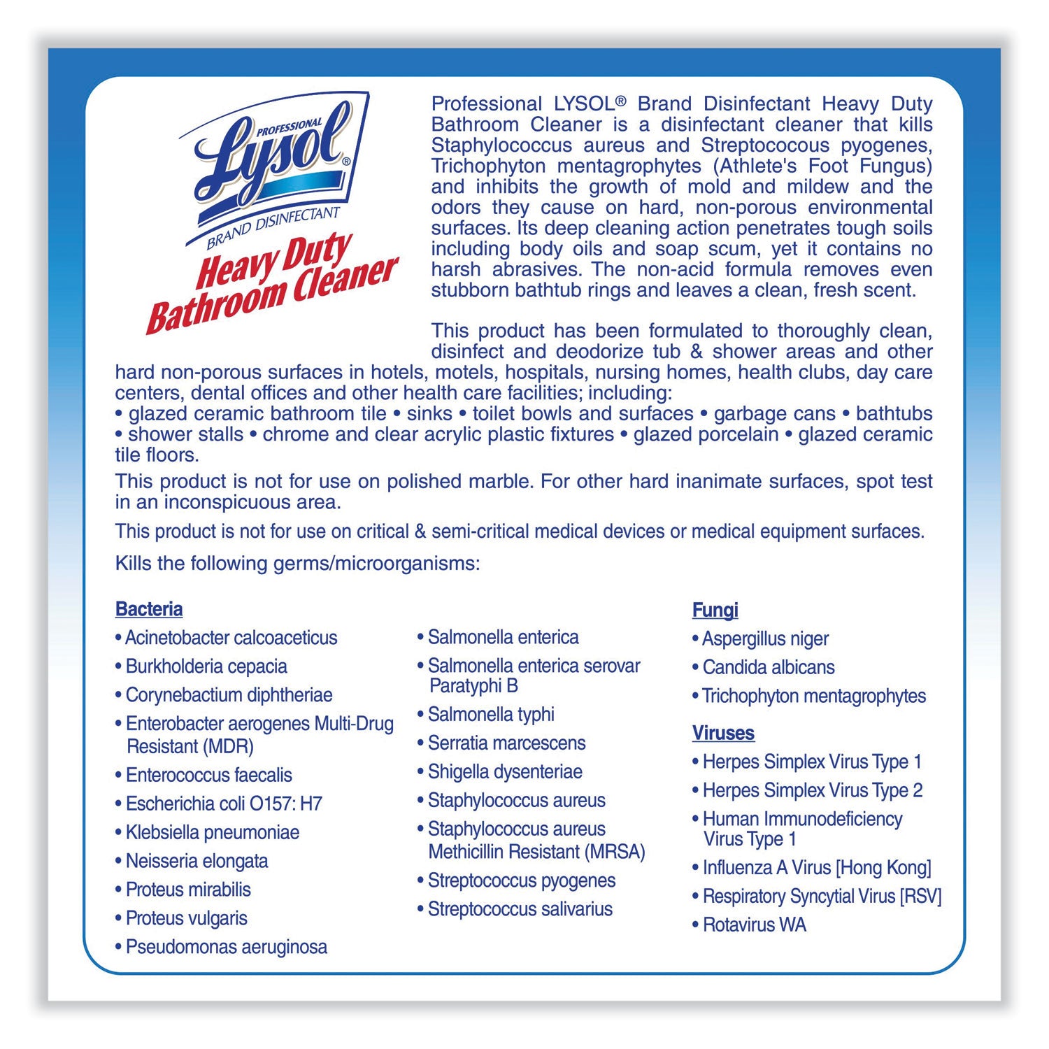 Professional Lysol Heavy-Duty Disinfectant Bathroom Cleaner - Concentrate - 128 fl oz (4 quart) - Citrus Floral Scent - Non-abrasive - 4 / Carton