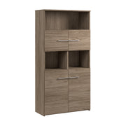 Bush Business Furniture Office 500 5 Shelf Bookcase with Doors in Modern Hickory - 35.67" Width x 15.35" Depth x 70.08" Height