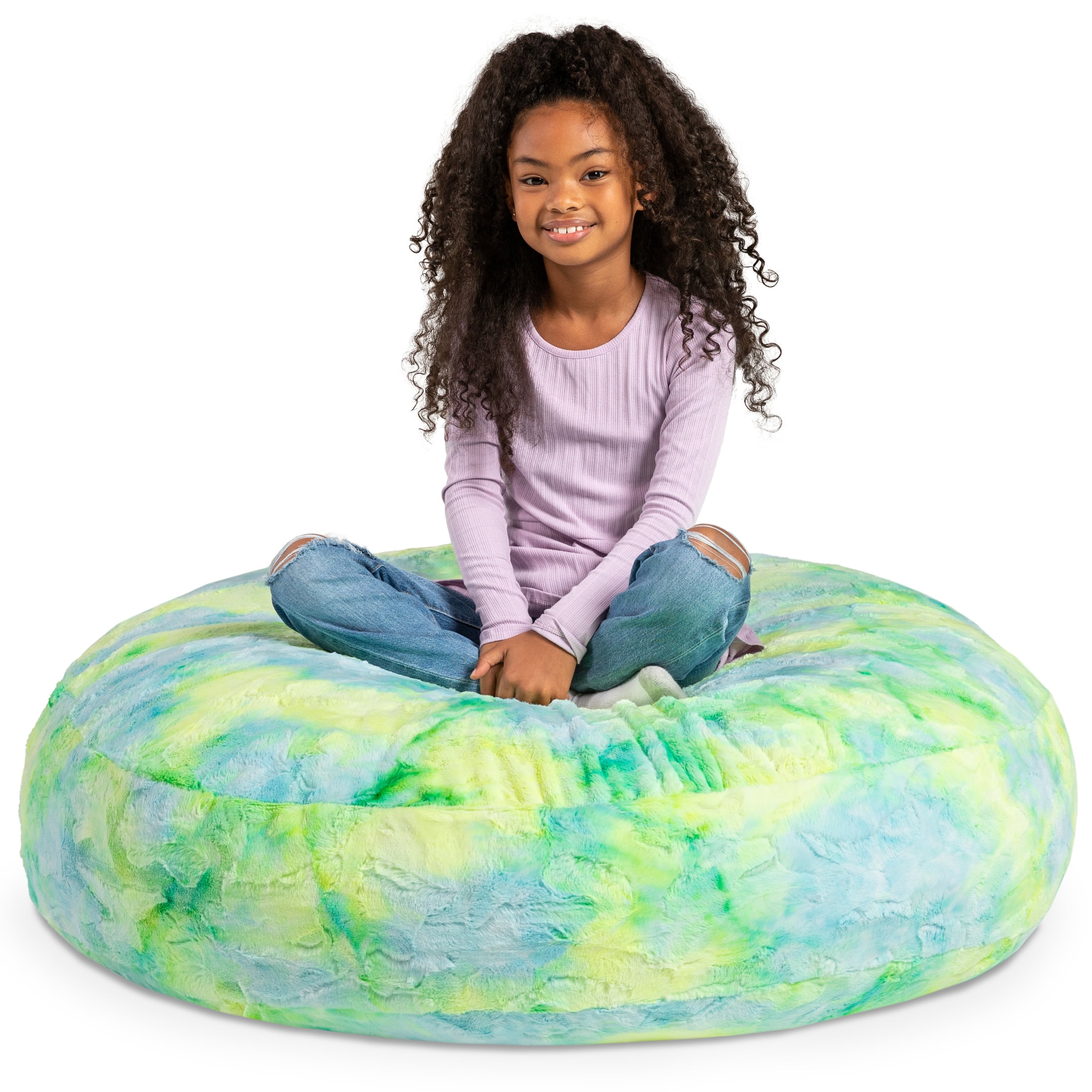 Jaxx Cocoon 4 Foot Bean Bag Chair - Faux Fur, Firefly Yellow