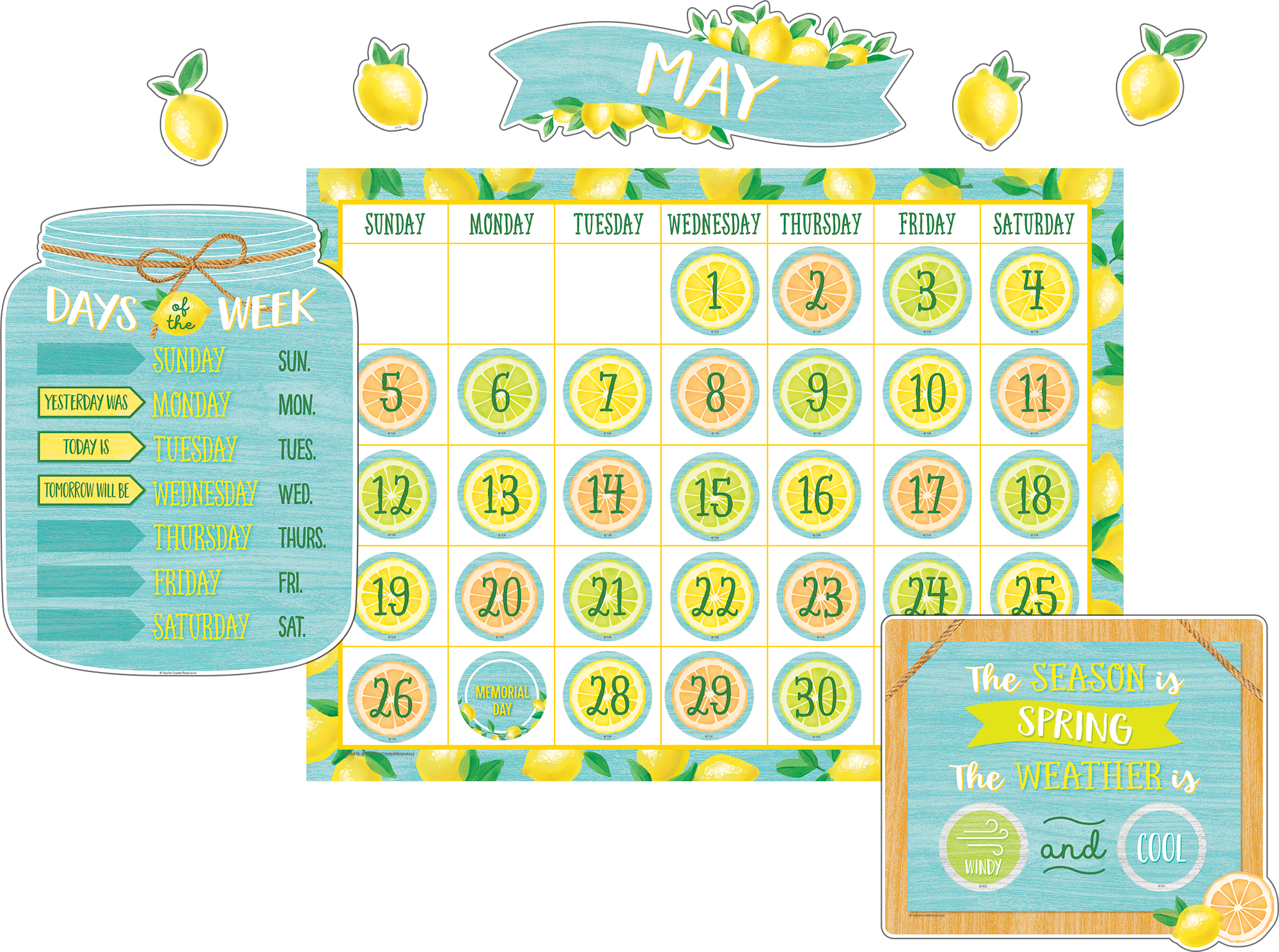 Lemon Zest Calendar Bulletin Board