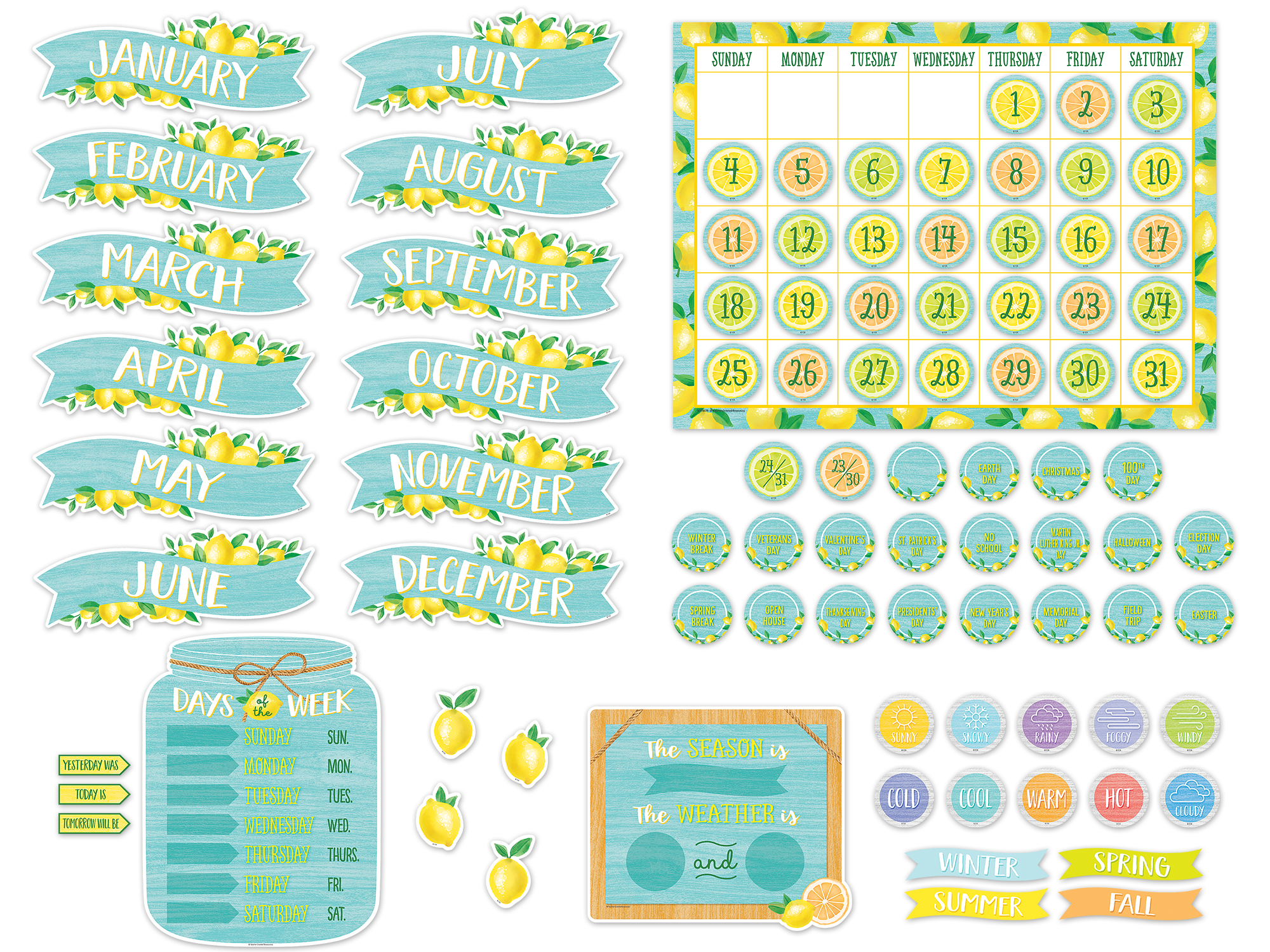 Lemon Zest Calendar Bulletin Board