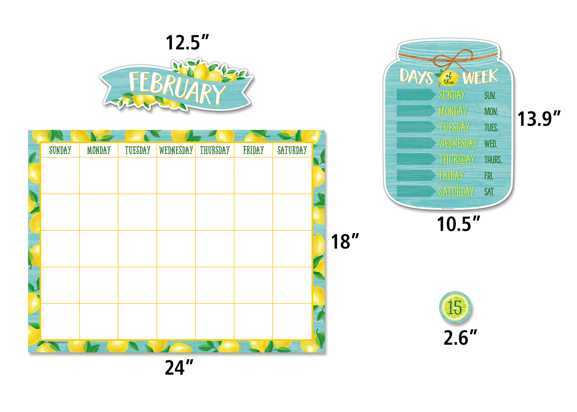 Lemon Zest Calendar Bulletin Board