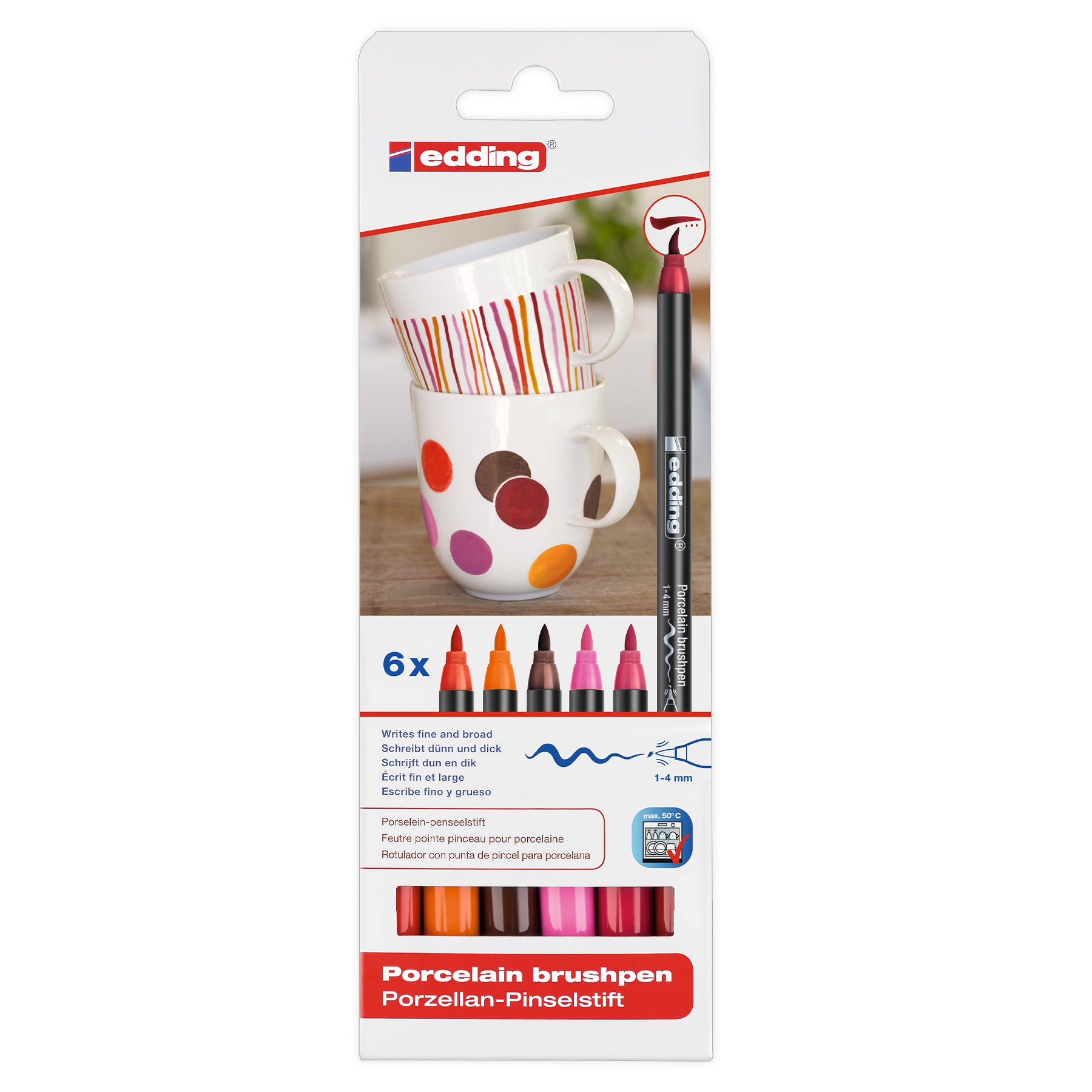 edding 4200 Porcelain Brush Pen - Set of 6 - Warm