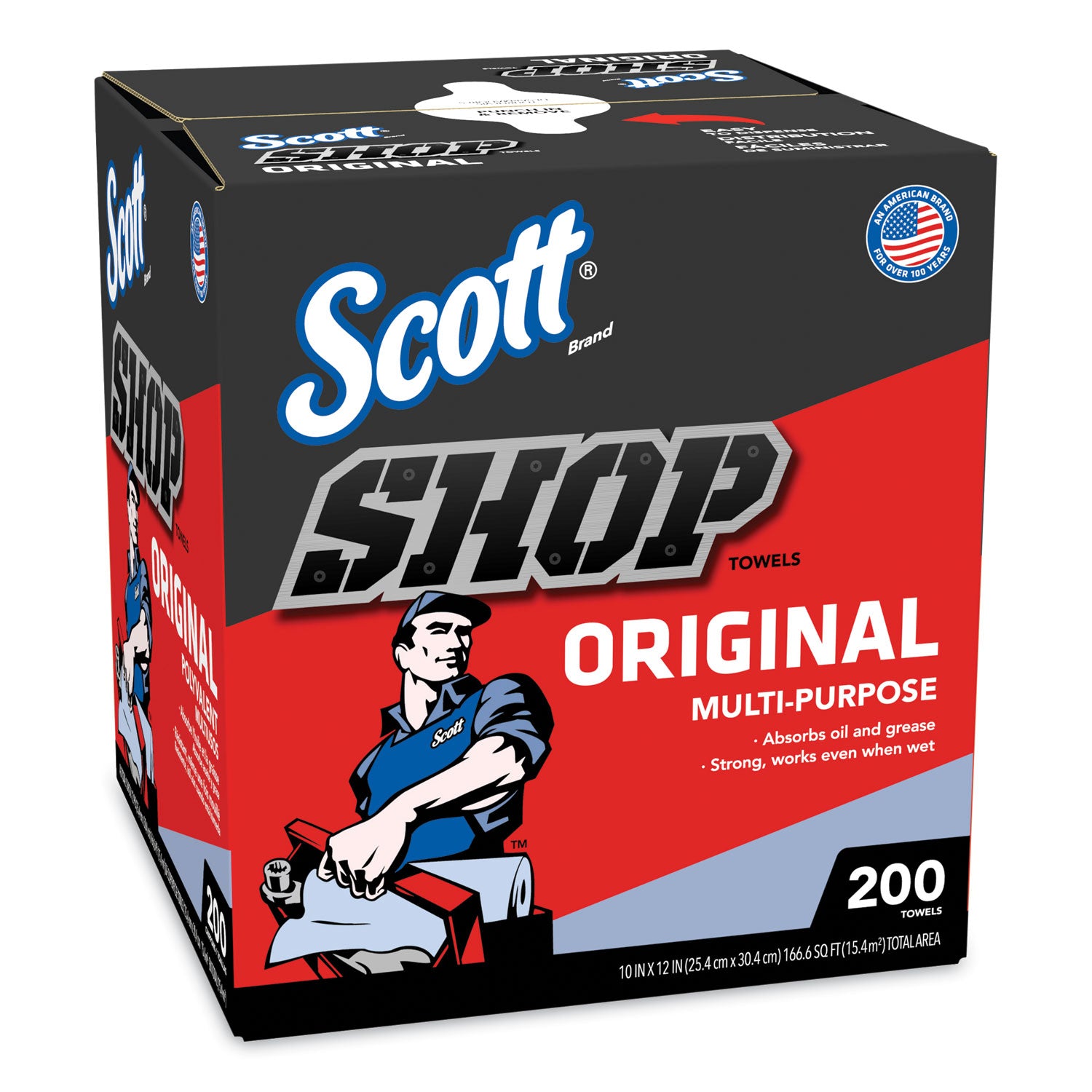 Scott Original Shop Towels, Blue, 12" x 9", 200 Towels per Box, 8 Boxes per Carton