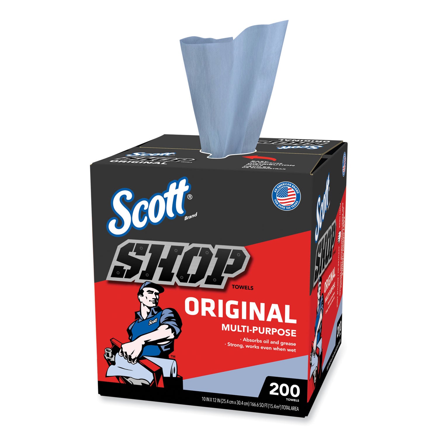 Scott Original Shop Towels, Blue, 12" x 9", 200 Towels per Box, 8 Boxes per Carton