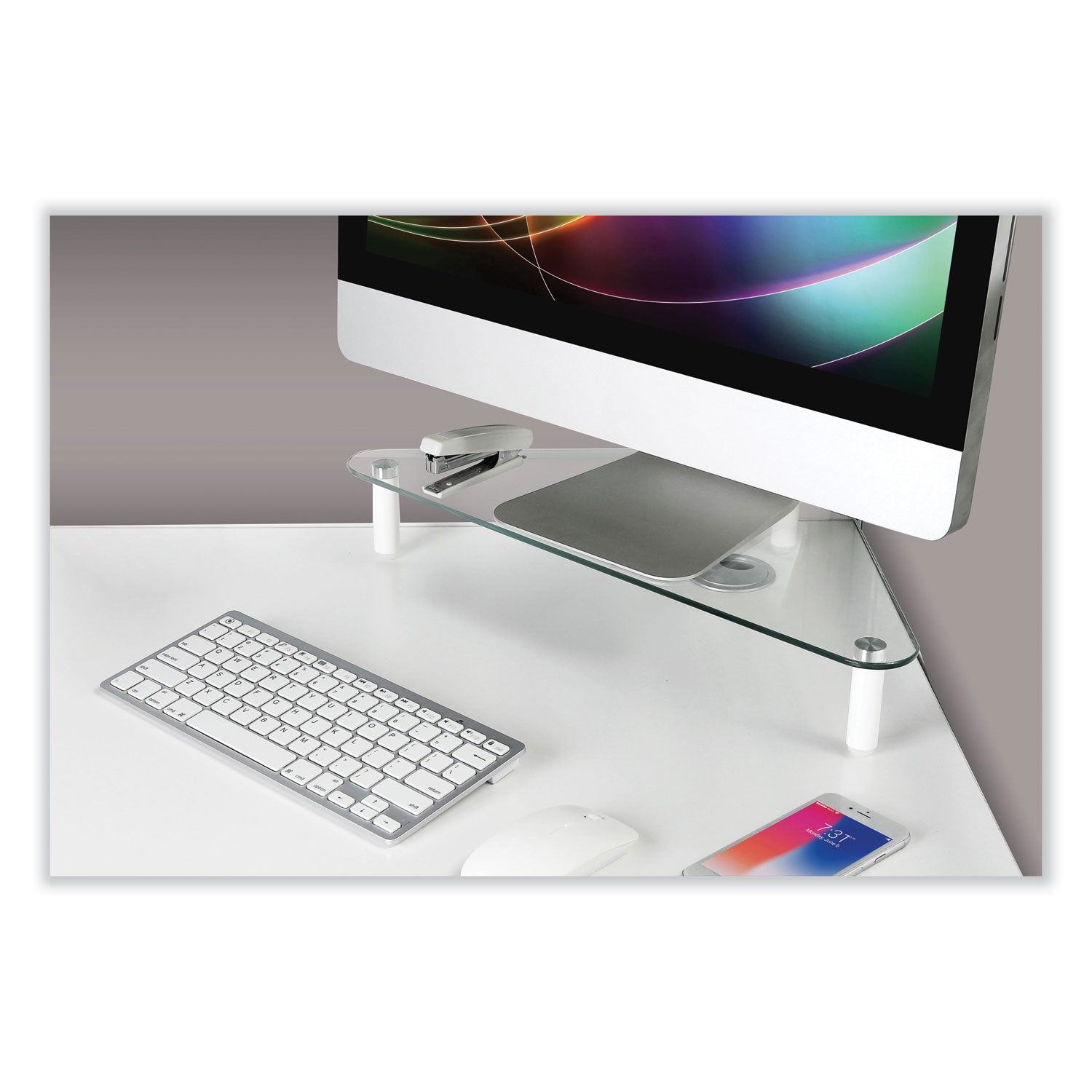 40 lb Load Capacity - 3.25" Height x 19.70" Width - Tempered Glass - Clear