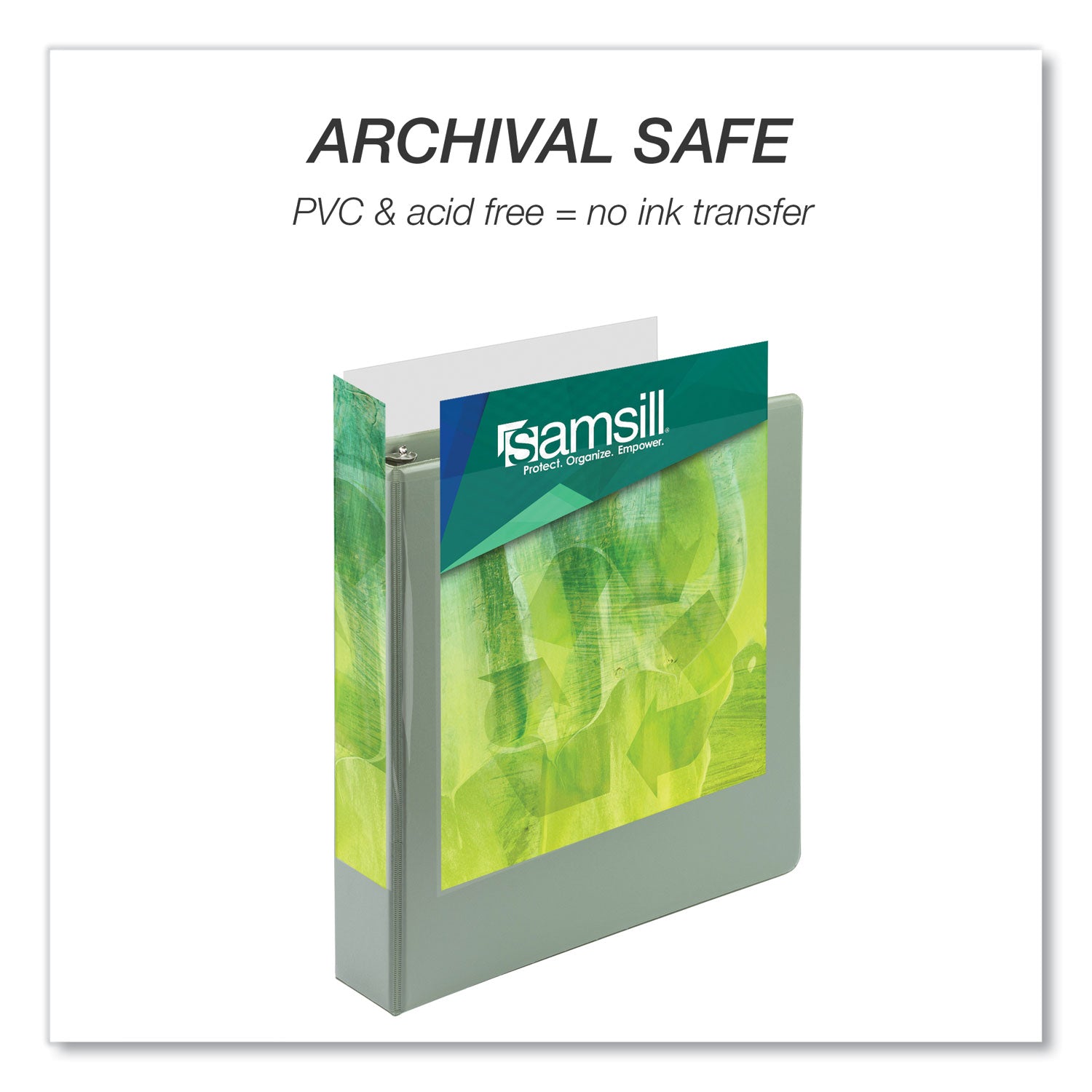 Samsill Earth's Choice Ring Binder - 1 1/2" Binder Capacity - Letter - Fastener(s): D-Ring - Sage - Recycled - 2 / Pack