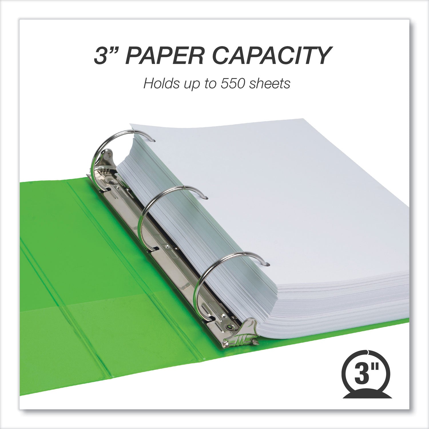 Samsill Earth's Choice Plant-based View Binders, 3" Capacity, Letter Size, 3 Round Rings, 2 Pockets, Lime Green, 2 Pack