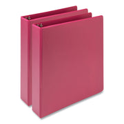 Samsill Earth's Choice Plant-based View Binders, 1 1/2" Capacity, 3 Round Rings, Letter Size, Berry, Bio-based, Recycled, PVC-free, Non-stick, Clear Overlay, 2 Pack
