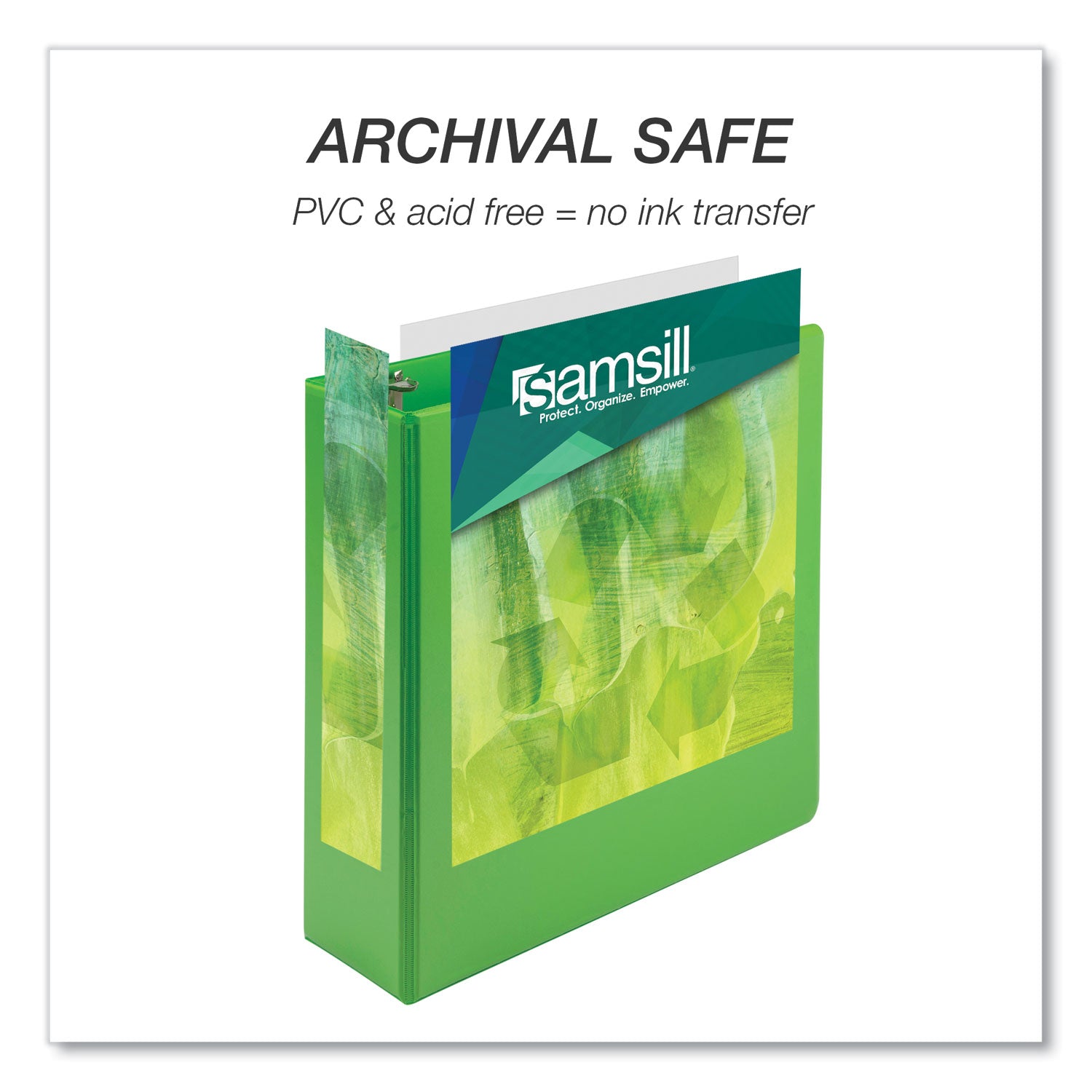 Samsill Earth's Choice Plant-based View Binders, 3" Capacity, Letter Size, 3 Round Rings, 2 Pockets, Lime Green, 2 Pack