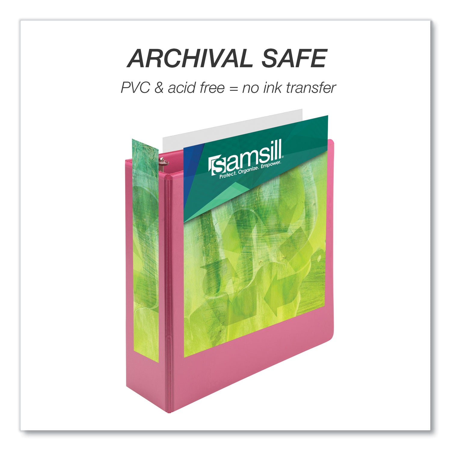 Samsill Earth's Choice Plant-based View Binders, 3" Capacity, Letter Size, 3 Round Rings, 2 Pockets, Berry Pink, PVC-free, Non-glare, Durable, Recycled, 2 Pack