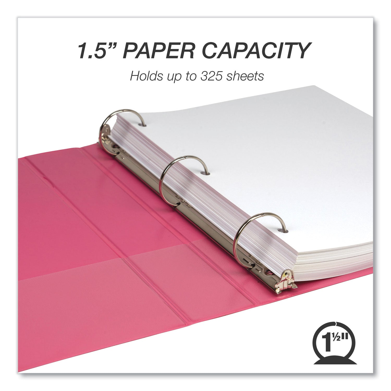 Samsill Earth's Choice Plant-based View Binders, 1 1/2" Capacity, 3 Round Rings, Letter Size, Berry, Bio-based, Recycled, PVC-free, Non-stick, Clear Overlay, 2 Pack
