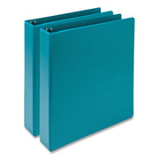 Samsill Earth's Choice Plant-based View Binders, 1 1/2" Capacity, 3 Round Rings, Letter Size, Turquoise, Bio-based, Recycled, PVC-free, Non-stick, Clear Overlay, 2 Pack