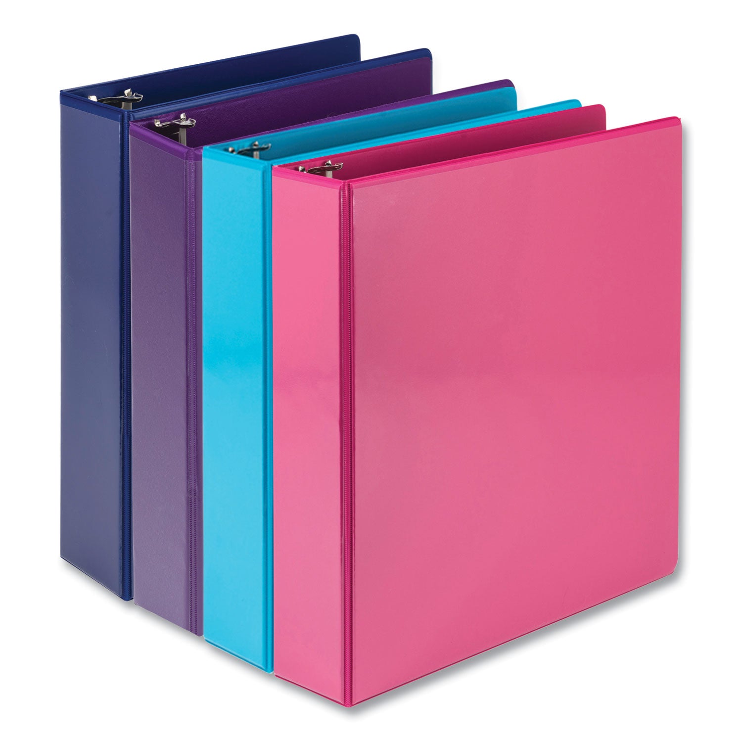 Samsill Durable View Binders, 2" D-Ring, Letter Size, 475 Sheet Capacity, Assorted Colors, 2 Internal Pockets, Polypropylene/Chipboard, 4 Pack