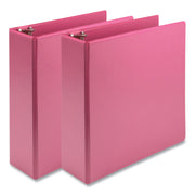 Samsill Earth's Choice Plant-based View Binders, 3" Capacity, Letter Size, 3 Round Rings, 2 Pockets, Berry Pink, PVC-free, Non-glare, Durable, Recycled, 2 Pack
