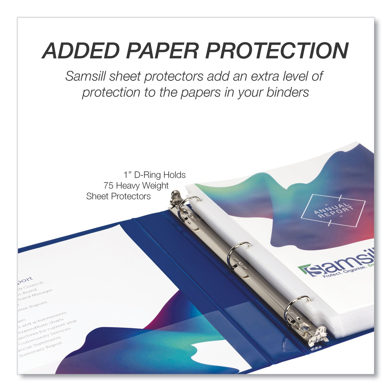 Samsill Durable View Binders, 1" D-Ring, Letter Size, 225 Sheet Capacity, 2 Internal Pockets, Assorted Colors, 4 Pack