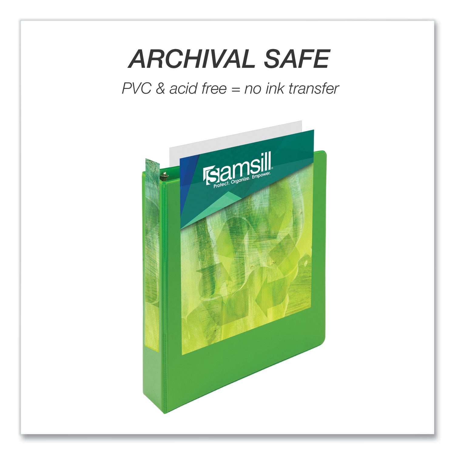 Samsill Earth's Choice Plant-based View Binders, 1 1/2" Capacity, 3 Round Rings, Letter Size, Lime, Bio-based, Recycled, PVC-free, Non-stick, Clear Overlay, 2 Pack