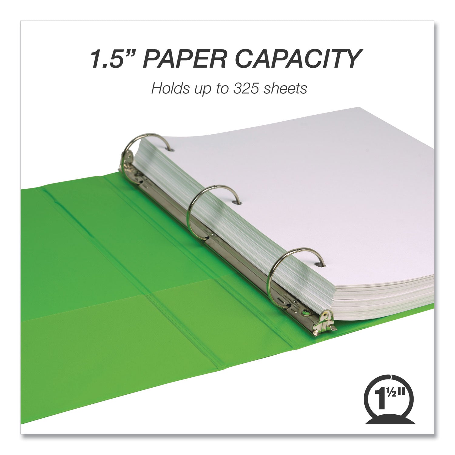 Samsill Earth's Choice Plant-based View Binders, 1 1/2" Capacity, 3 Round Rings, Letter Size, Lime, Bio-based, Recycled, PVC-free, Non-stick, Clear Overlay, 2 Pack