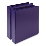 Samsill Earth's Choice Plant-based View Binders, 1 1/2" Capacity, Letter Size, 3 Round Rings, Purple, Recycled, Bio-based, PVC-free, Non-stick, Clear Overlay, 2 Pack