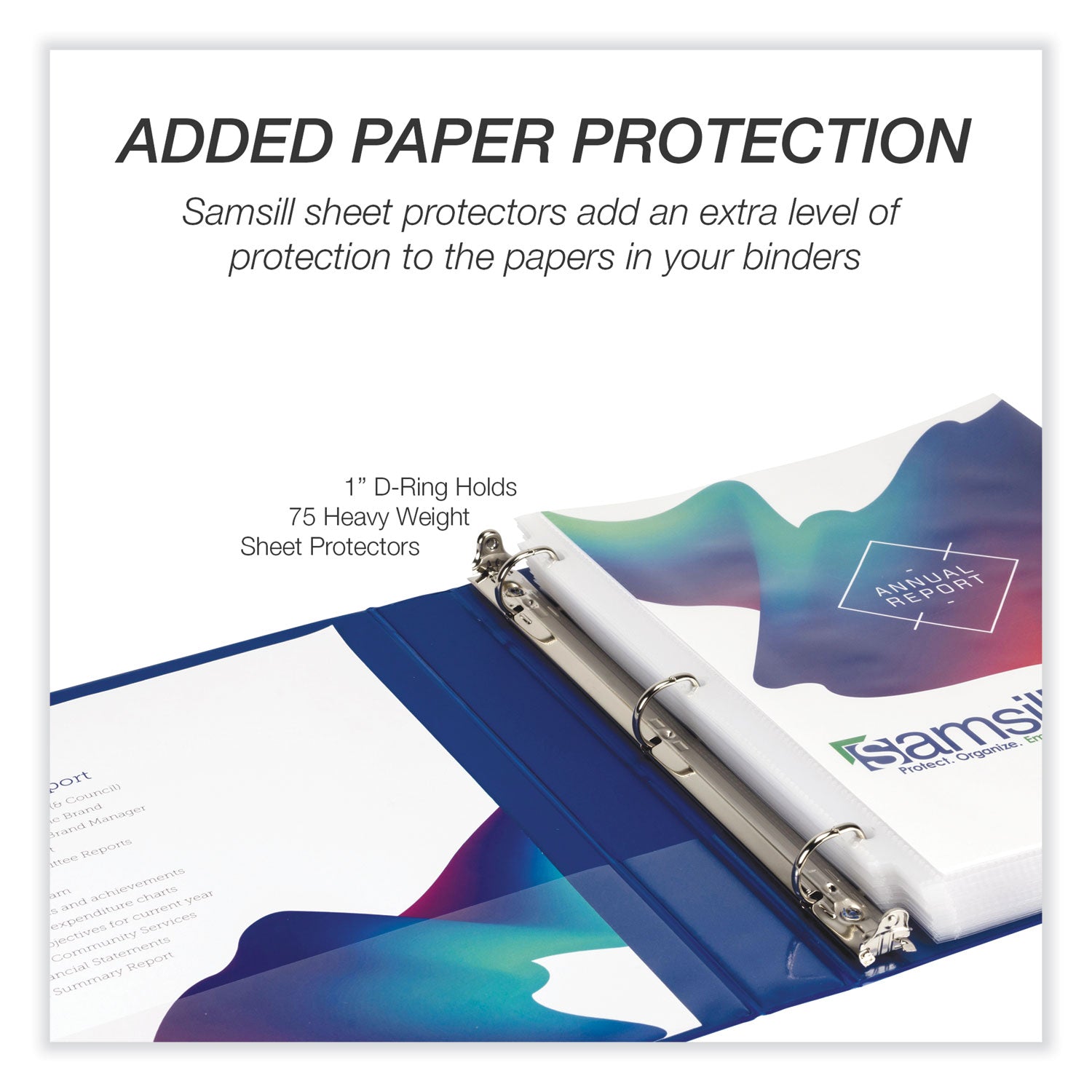Samsill Durable View Binders, 1" D-Ring, Letter Size, 225 Sheet Capacity, 2 Internal Pockets, Polypropylene/Chipboard, Black/Blue/Red/Green, 4 Pack