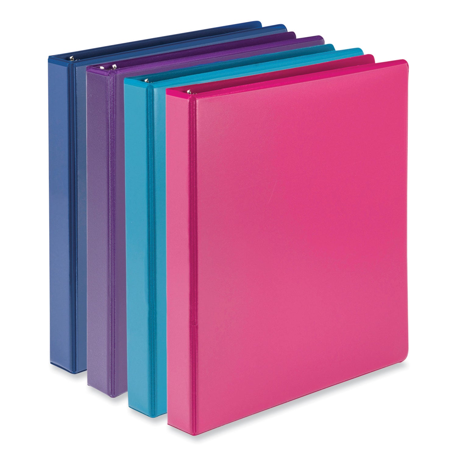 Samsill Durable View Binders, 1" D-Ring, Letter Size, 225 Sheet Capacity, 2 Internal Pockets, Assorted Colors, 4 Pack