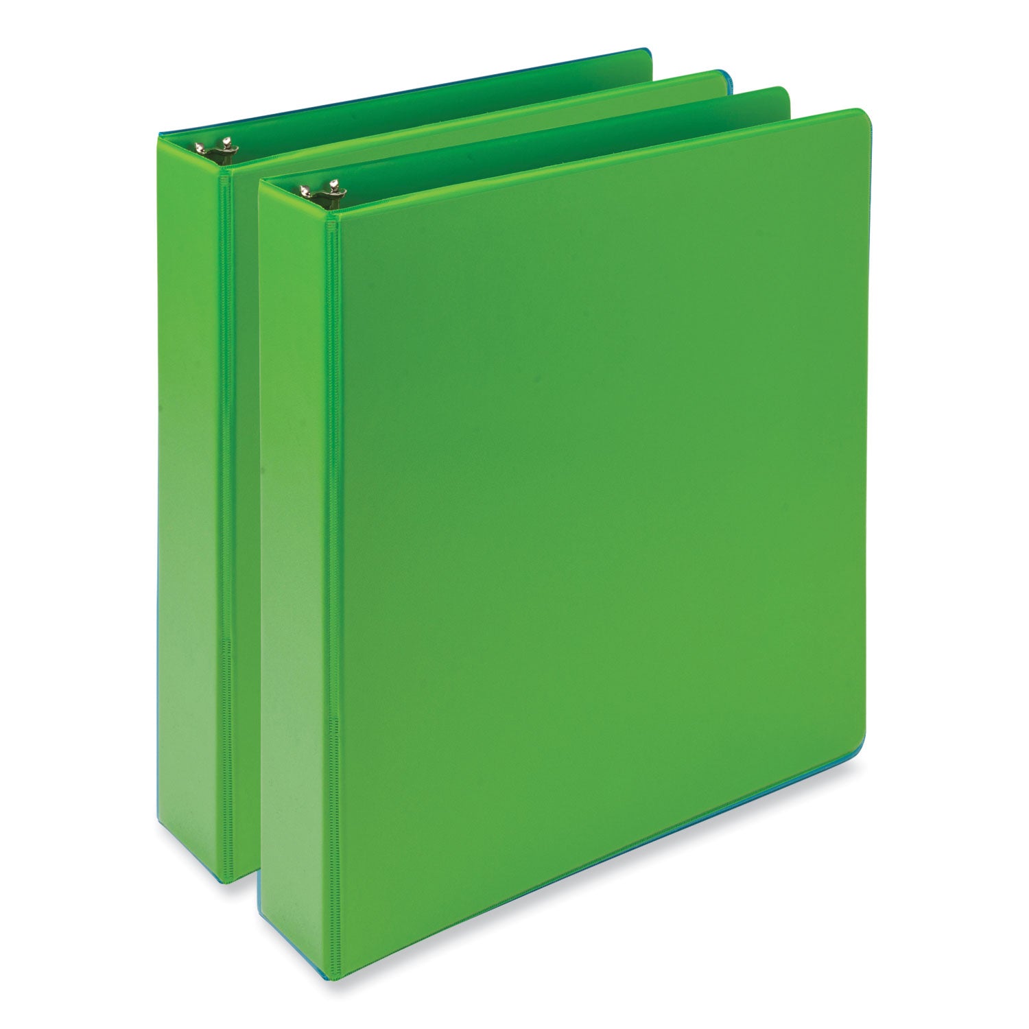 Samsill Earth's Choice Plant-based View Binders, 1 1/2" Capacity, 3 Round Rings, Letter Size, Lime, Bio-based, Recycled, PVC-free, Non-stick, Clear Overlay, 2 Pack