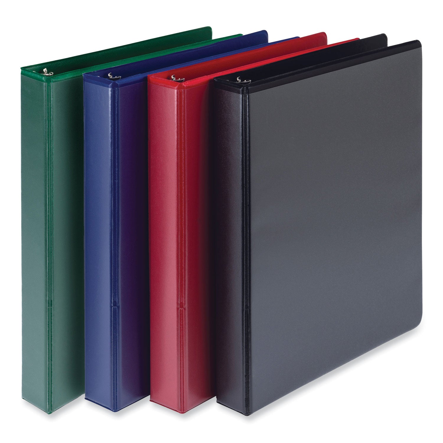 Samsill Durable View Binders, 1" D-Ring, Letter Size, 225 Sheet Capacity, 2 Internal Pockets, Polypropylene/Chipboard, Black/Blue/Red/Green, 4 Pack
